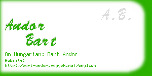 andor bart business card